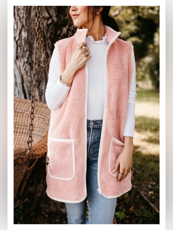 Smash + Tess Jackets & Blazers - NWOT Smash + Tess Teddy Pink Fleece Vest – 3XS (Fits Like S/M)